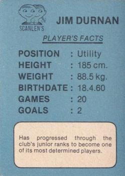1981 Scanlens VFL #139 Jim Durnan Back